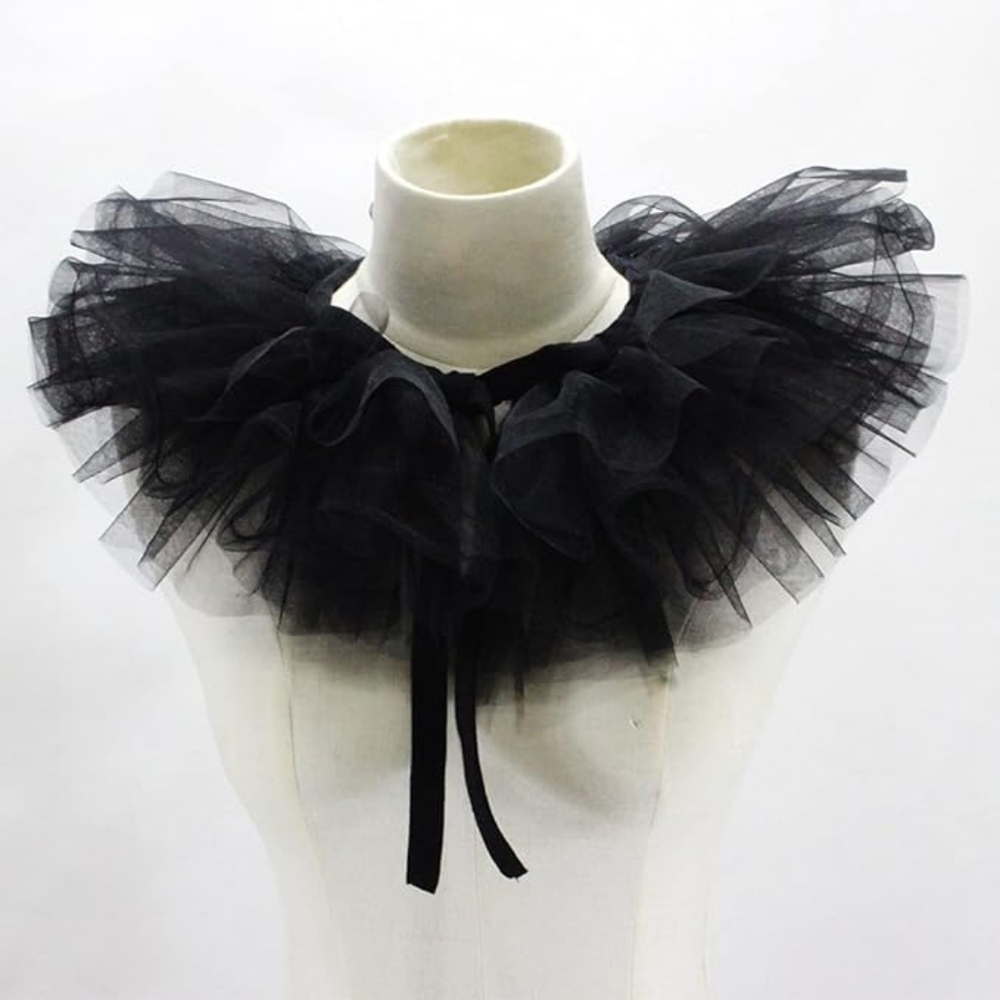 Victorian Ruffled Mesh Collar Shawl Tulle Neck Ruff Choker Cosplay Costume Acces